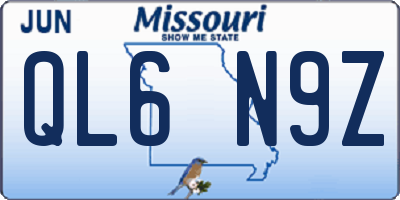 MO license plate QL6N9Z