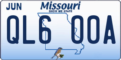 MO license plate QL6O0A