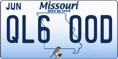 MO license plate QL6O0D