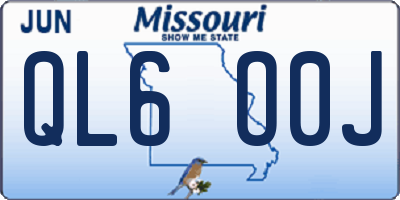 MO license plate QL6O0J