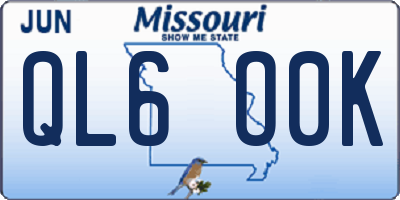 MO license plate QL6O0K