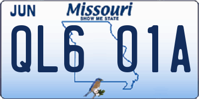 MO license plate QL6O1A