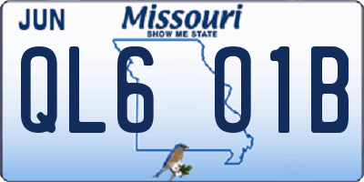 MO license plate QL6O1B