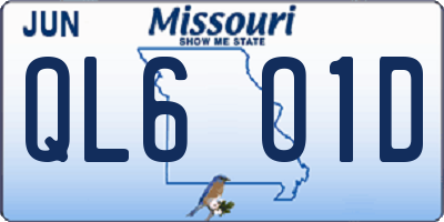MO license plate QL6O1D