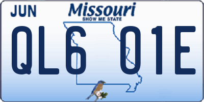 MO license plate QL6O1E