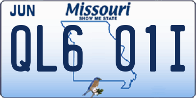 MO license plate QL6O1I