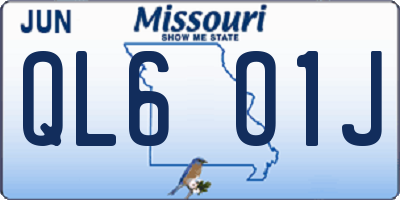 MO license plate QL6O1J