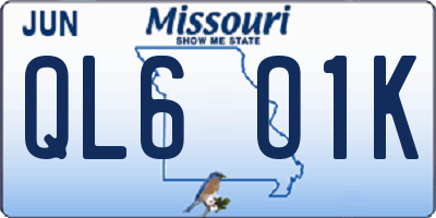 MO license plate QL6O1K