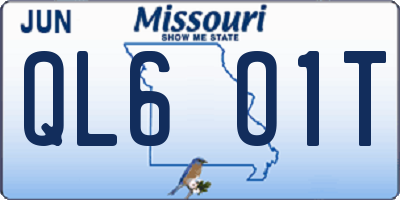 MO license plate QL6O1T