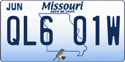 MO license plate QL6O1W