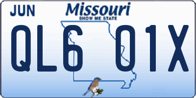 MO license plate QL6O1X