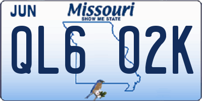MO license plate QL6O2K