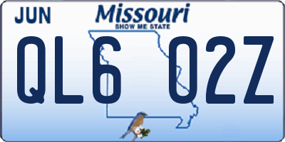 MO license plate QL6O2Z