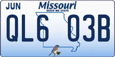 MO license plate QL6O3B