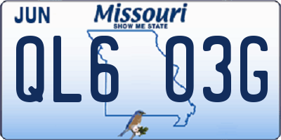 MO license plate QL6O3G