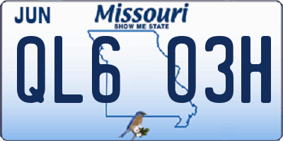 MO license plate QL6O3H