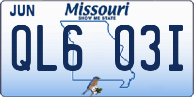 MO license plate QL6O3I