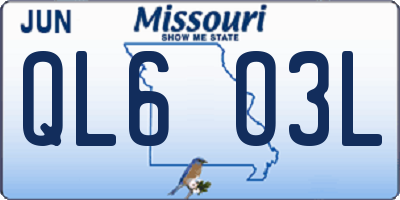 MO license plate QL6O3L