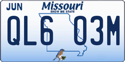 MO license plate QL6O3M