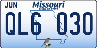 MO license plate QL6O3O