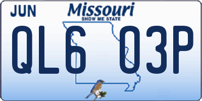 MO license plate QL6O3P