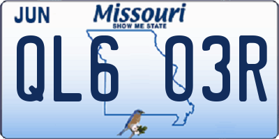 MO license plate QL6O3R