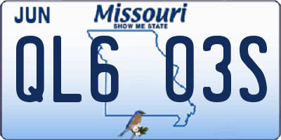 MO license plate QL6O3S