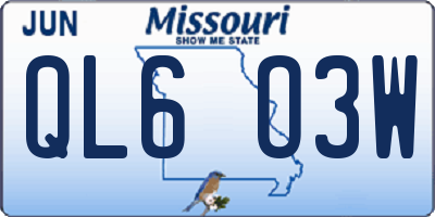 MO license plate QL6O3W