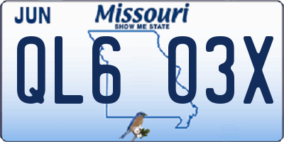 MO license plate QL6O3X
