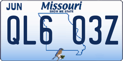MO license plate QL6O3Z