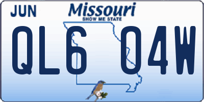 MO license plate QL6O4W
