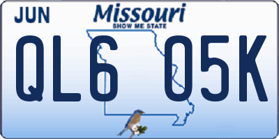MO license plate QL6O5K
