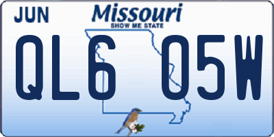 MO license plate QL6O5W