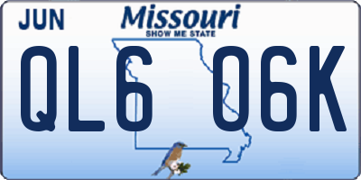 MO license plate QL6O6K