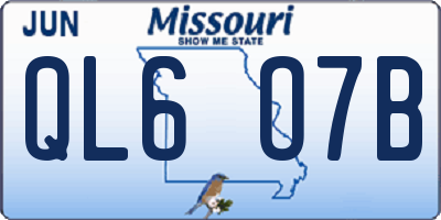 MO license plate QL6O7B