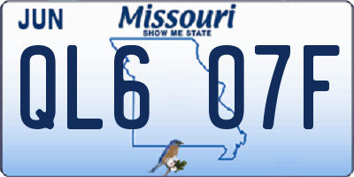 MO license plate QL6O7F