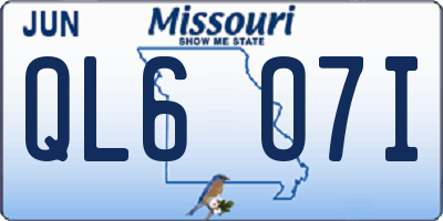 MO license plate QL6O7I