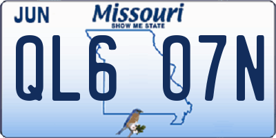 MO license plate QL6O7N