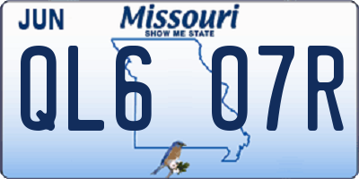 MO license plate QL6O7R