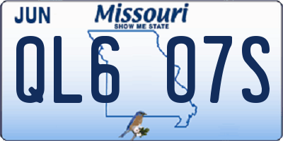 MO license plate QL6O7S