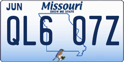 MO license plate QL6O7Z