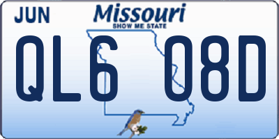MO license plate QL6O8D