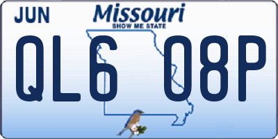 MO license plate QL6O8P
