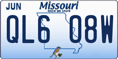 MO license plate QL6O8W