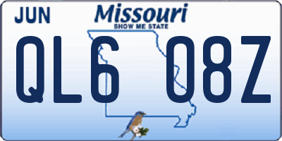 MO license plate QL6O8Z