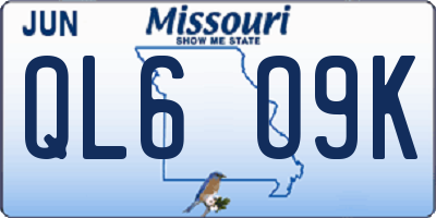MO license plate QL6O9K