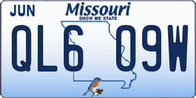 MO license plate QL6O9W