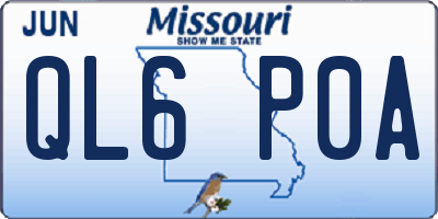 MO license plate QL6P0A