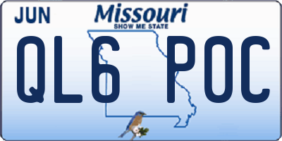 MO license plate QL6P0C