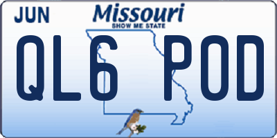 MO license plate QL6P0D